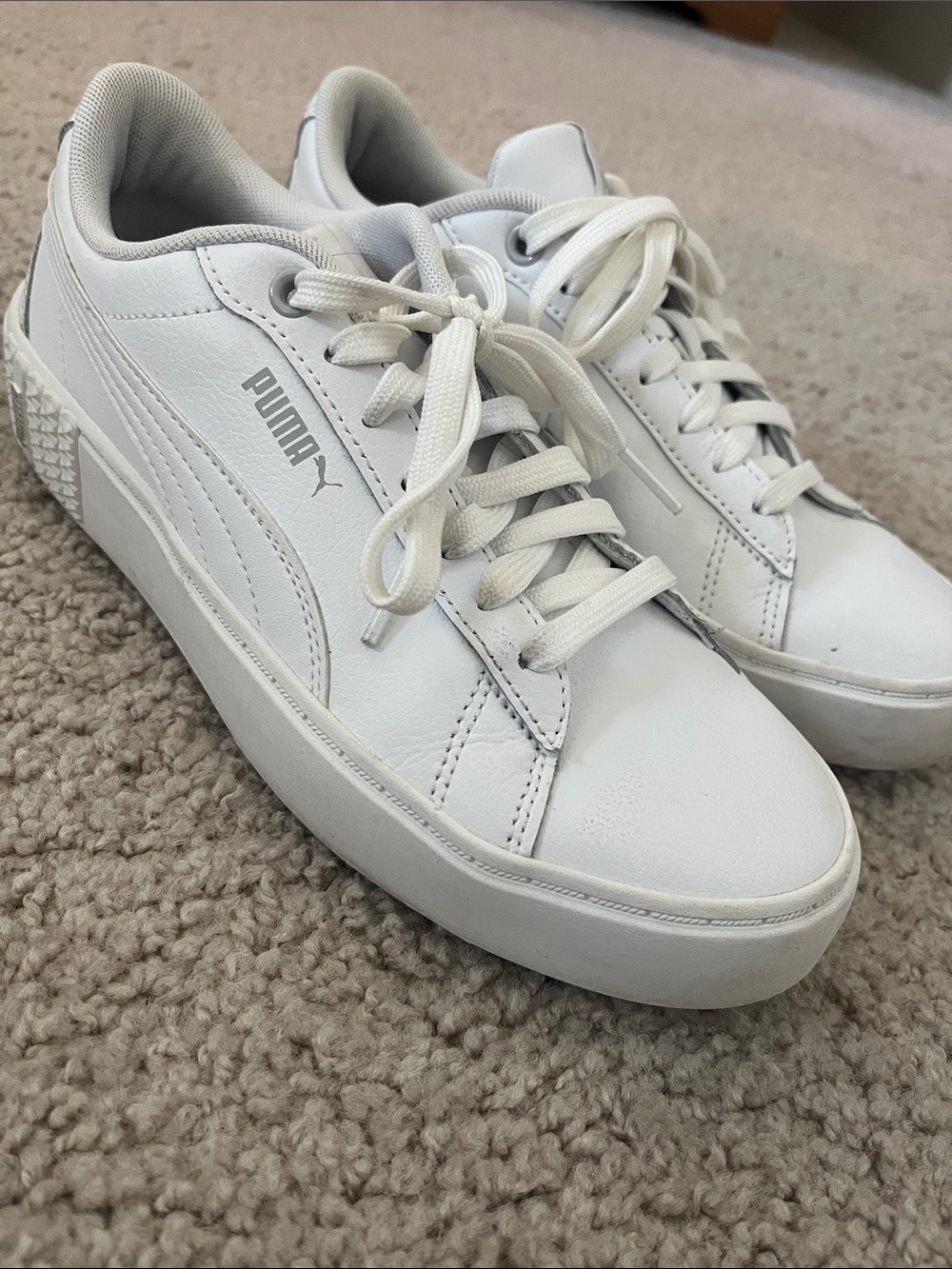 Puma White Low-Top Leather Sneakers